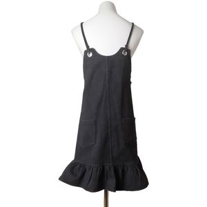 😈 black denim suspender skirt